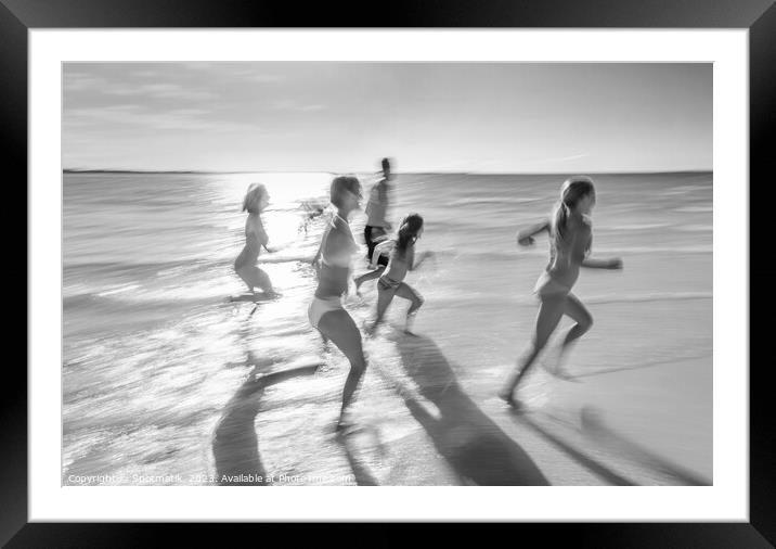 Caucasian family on tropical beach enjoying leisure Caribbean Framed Mounted Print by Spotmatik 