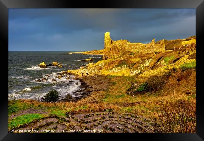 Majestic Ruins of Dunure Castle Framed Print by Rodney Hutchinson