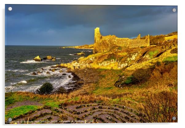 Majestic Ruins of Dunure Castle Acrylic by Rodney Hutchinson