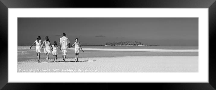 Panorama Healthy Caucasian family together on beach vacation Car Framed Mounted Print by Spotmatik 