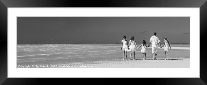 Panorama Healthy Caucasian family together on beach vacation Framed Mounted Print by Spotmatik 