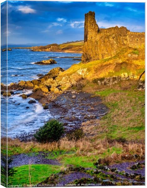 Majestic Dunure Castle at Dusk Canvas Print by Rodney Hutchinson