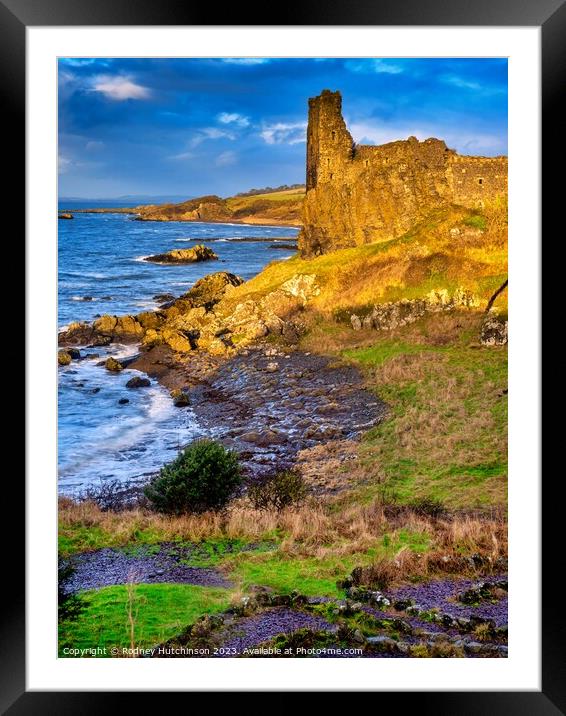 Majestic Dunure Castle at Dusk Framed Mounted Print by Rodney Hutchinson
