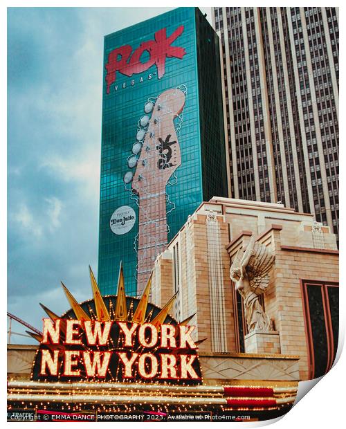 New York Hotel & Casino, Las Vegas Print by EMMA DANCE PHOTOGRAPHY