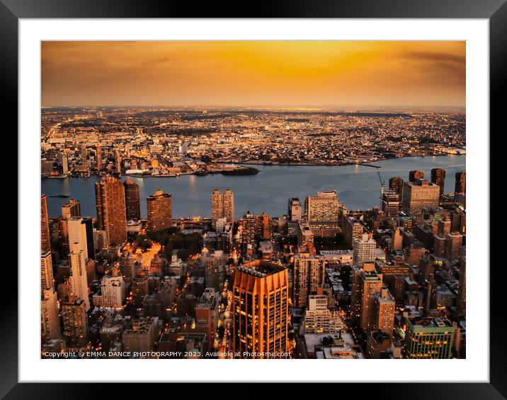 Manhattan Skyline, Manhattan Island, New York Framed Mounted Print by EMMA DANCE PHOTOGRAPHY