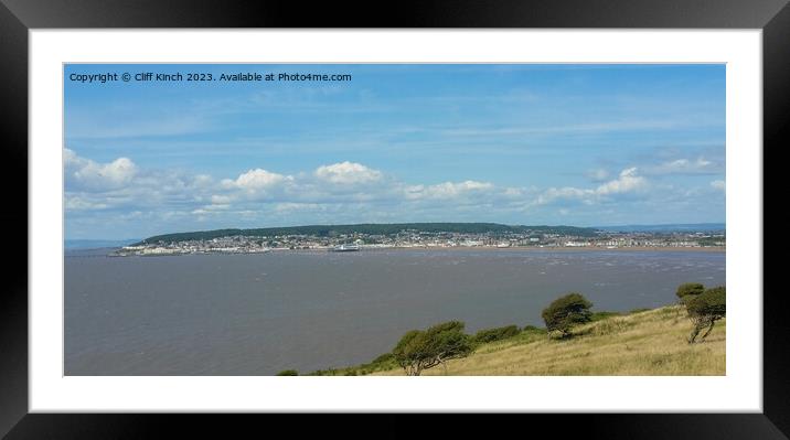 Weston-Super-Mare from Brean Down Framed Mounted Print by Cliff Kinch