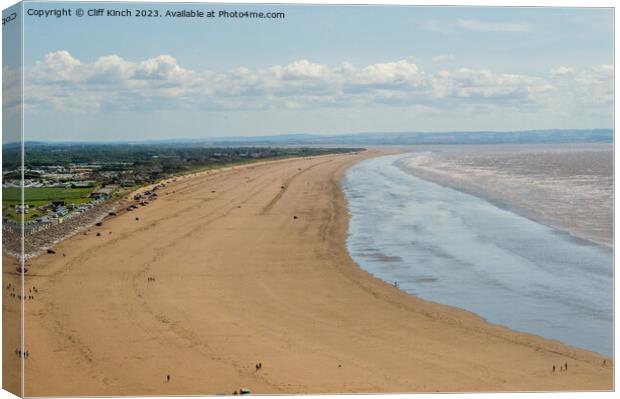 Overlooking Brean Sands Canvas Print by Cliff Kinch