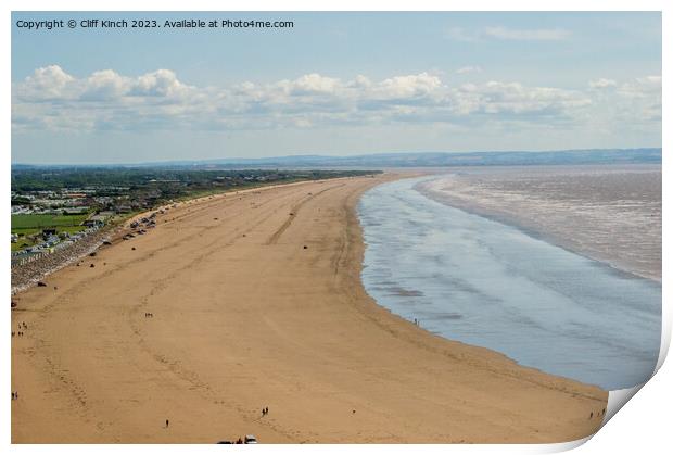 Overlooking Brean Sands Print by Cliff Kinch