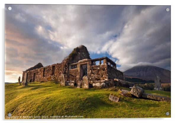Cill Chriosd Kirk, Strath Suardal, Skye, Scotland. Acrylic by Barbara Jones