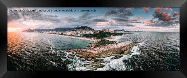 Aerial panorama view of Ipanema Beach in Rio de Janeiro, Brazil Framed Print by Alexandre Rotenberg