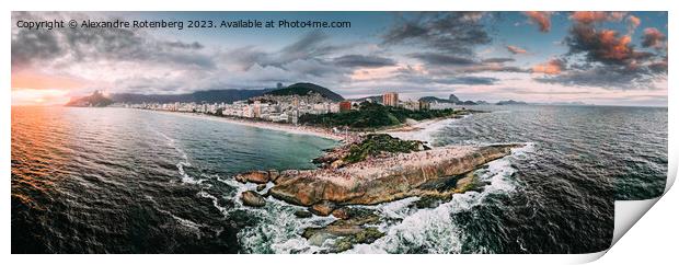 Aerial panorama view of Ipanema Beach in Rio de Janeiro, Brazil Print by Alexandre Rotenberg