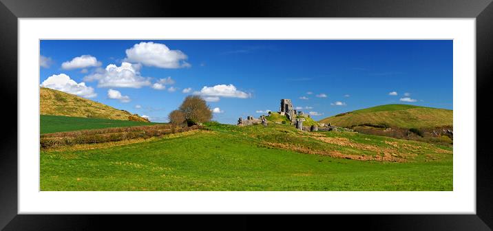 Corfe Castle Panorama Framed Mounted Print by Darren Galpin