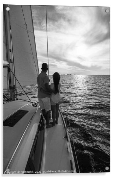 Sunrise view for Latin American couple on yacht Acrylic by Spotmatik 