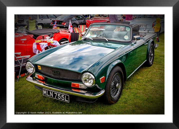 1971 Triumph TR6 in British Racing Green Framed Mounted Print by Kevin Hellon