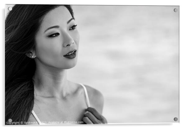 Close up of beautiful Asian girl on vacation Acrylic by Spotmatik 