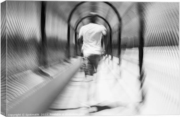 Afro American male jogging outdoors with motion blur Canvas Print by Spotmatik 