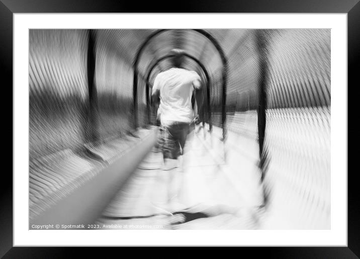 Afro American male jogging outdoors with motion blur Framed Mounted Print by Spotmatik 