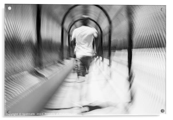 Afro American male jogging outdoors with motion blur Acrylic by Spotmatik 