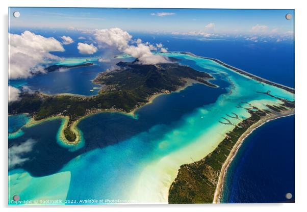 Aerial Bora Bora Mt Otemanu South Pacific Ocean Acrylic by Spotmatik 