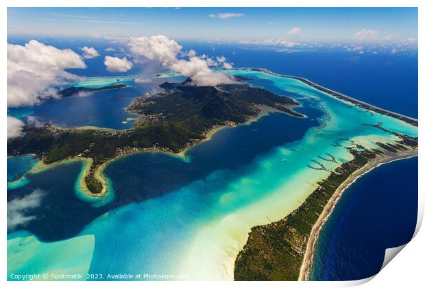 Aerial Bora Bora Mt Otemanu South Pacific Ocean Print by Spotmatik 