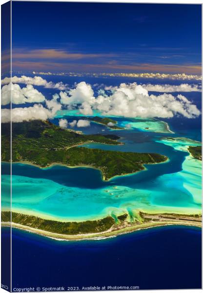 Aerial Bora Bora Mt Otemanu South Pacific Ocean Canvas Print by Spotmatik 