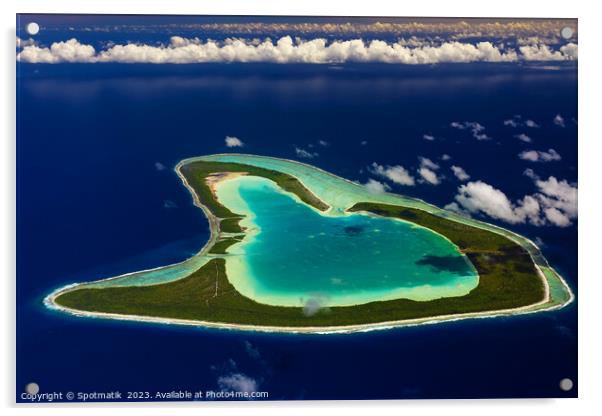 Aerial Tupai Island French Polynesia South Pacific Ocean Acrylic by Spotmatik 