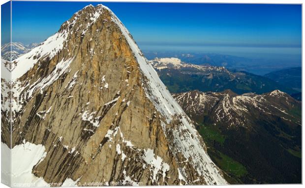 Aerial view of Switzerland mountain Peak Jungfrau Canvas Print by Spotmatik 
