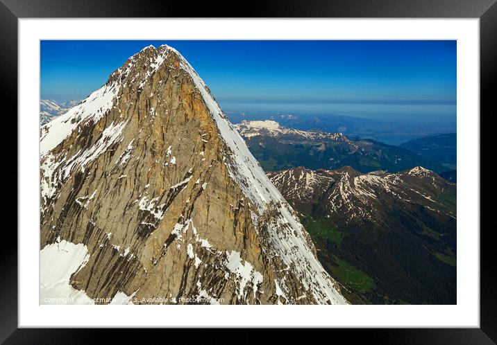 Aerial view of Switzerland mountain Peak Jungfrau Framed Mounted Print by Spotmatik 