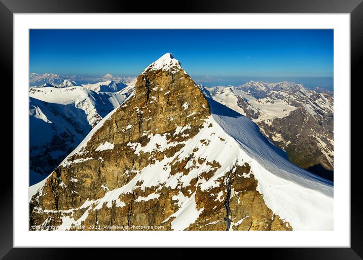 Aerial view of Switzerland mountain Peak cliff face Framed Mounted Print by Spotmatik 