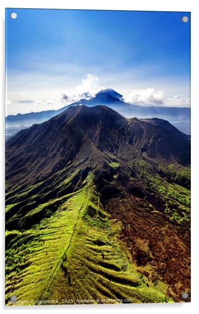 Aerial Mt Batur Mt Abang Volcano Bali Indonesia Acrylic by Spotmatik 