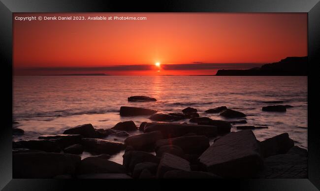 Serene Kimmeridge Bay Sunset Framed Print by Derek Daniel
