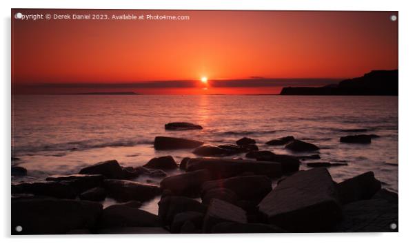 Serene Kimmeridge Bay Sunset Acrylic by Derek Daniel