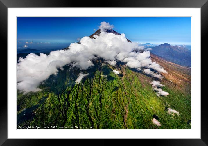 Aerial Mt Agung volcano Bali Indonesia Southeast Asia Framed Mounted Print by Spotmatik 