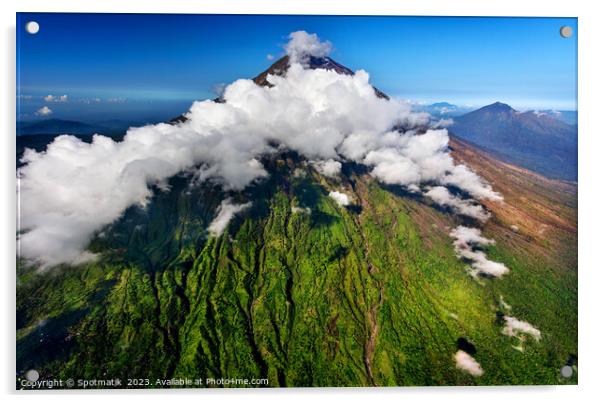 Aerial Mt Agung volcano Bali Indonesia Southeast Asia Acrylic by Spotmatik 