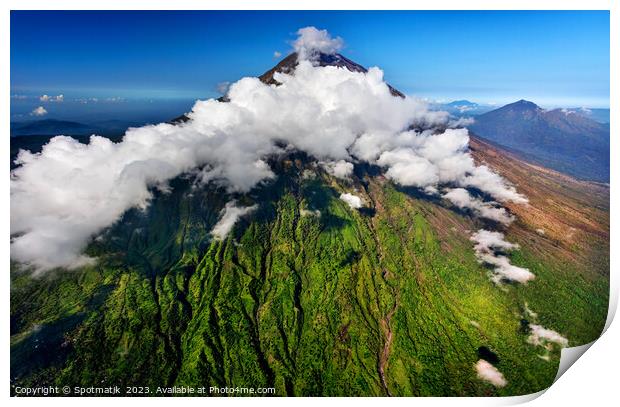 Aerial Mt Agung volcano Bali Indonesia Southeast Asia Print by Spotmatik 