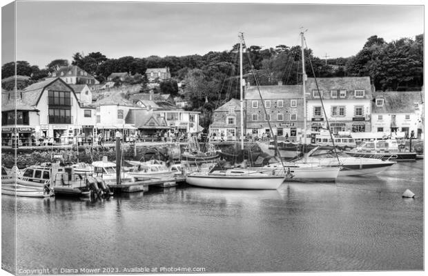 Padstow Harbour Monochrome Canvas Print by Diana Mower