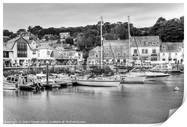 Padstow Harbour Monochrome Print by Diana Mower