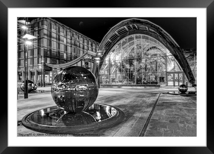 Sheffield Millennium Square B&W Framed Mounted Print by Alison Chambers