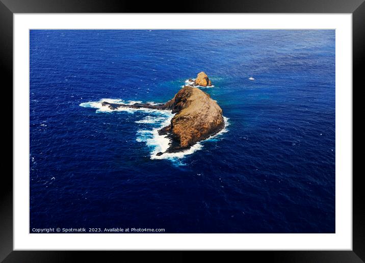 Aerial Molokai coastal view Mokopu Island Kukaiwaa Point  Framed Mounted Print by Spotmatik 