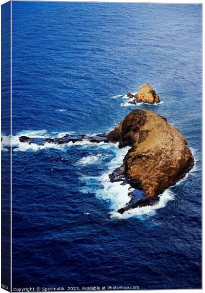 Aerial Molokai view of Elephant rock Kukaiwaa Point  Canvas Print by Spotmatik 