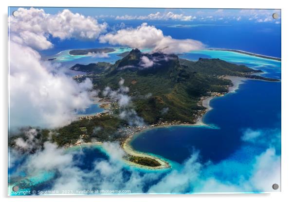 Aerial Bora Bora Island French Polynesia Pacific Atoll  Acrylic by Spotmatik 