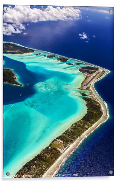 Aerial Bora Bora French Polynesia Pacific Atoll Archipelago Acrylic by Spotmatik 