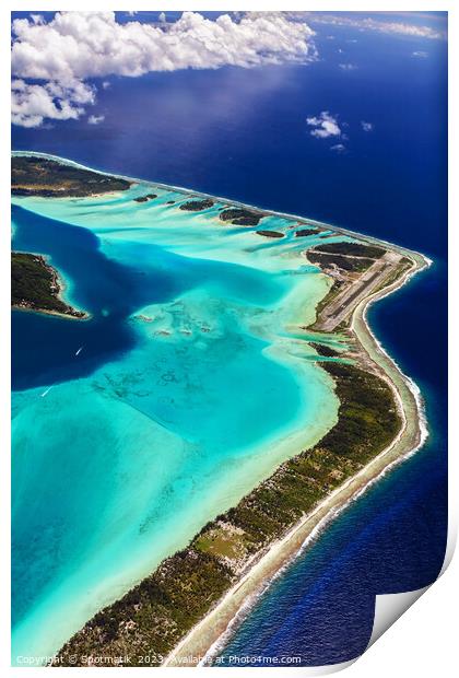 Aerial Bora Bora French Polynesia Pacific Atoll Archipelago Print by Spotmatik 