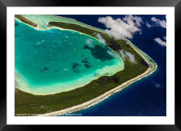 Aerial Tupai Bora Bora Tahaa Society Islands Pacific  Framed Mounted Print by Spotmatik 
