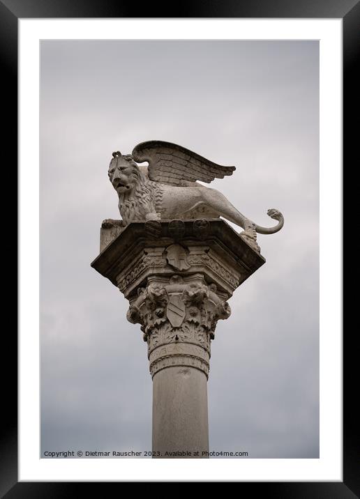 Lion of Saint Mark Column in Vicenza Framed Mounted Print by Dietmar Rauscher