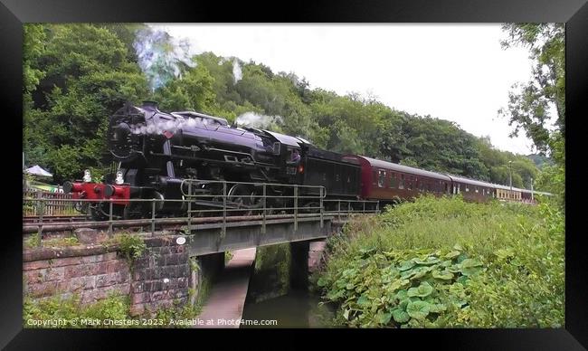 Majestic Steam Train Overlooks Canal Framed Print by Mark Chesters