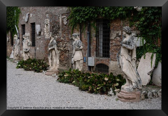 Muse Statues Garden of the Olympic Theater in Vicenza Framed Print by Dietmar Rauscher