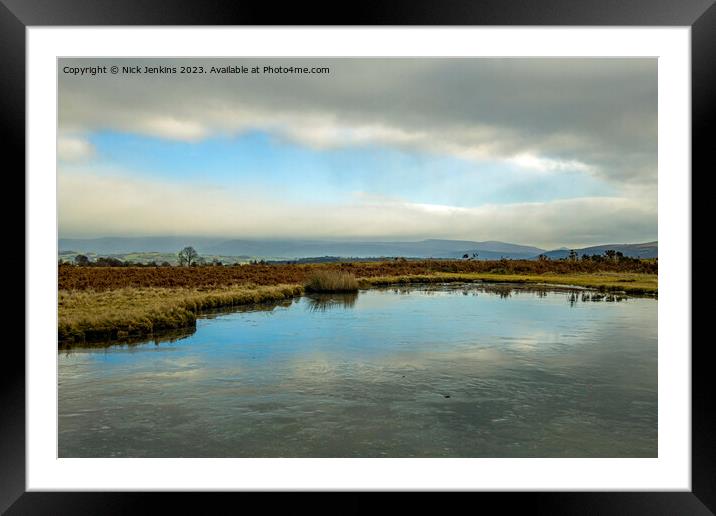 Large Pond on Mynydd Illtyd Common Brecon Beacons Winter Framed Mounted Print by Nick Jenkins