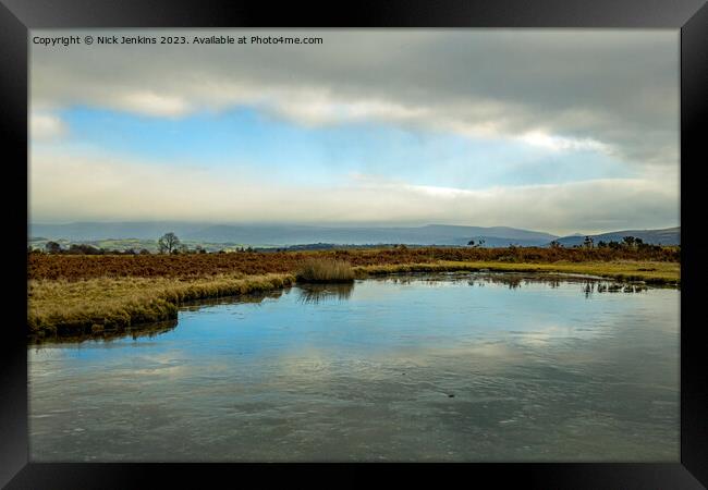 Large Pond on Mynydd Illtyd Common Brecon Beacons Winter Framed Print by Nick Jenkins