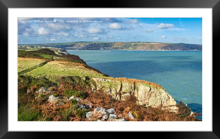 Fishguard Bay Pembrokeshire Coastal Path Panorama  Framed Mounted Print by Pearl Bucknall